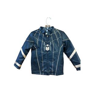 Marvel Spider-Man black and gold faux leather jacket Sz 5/6 Boys NWOT